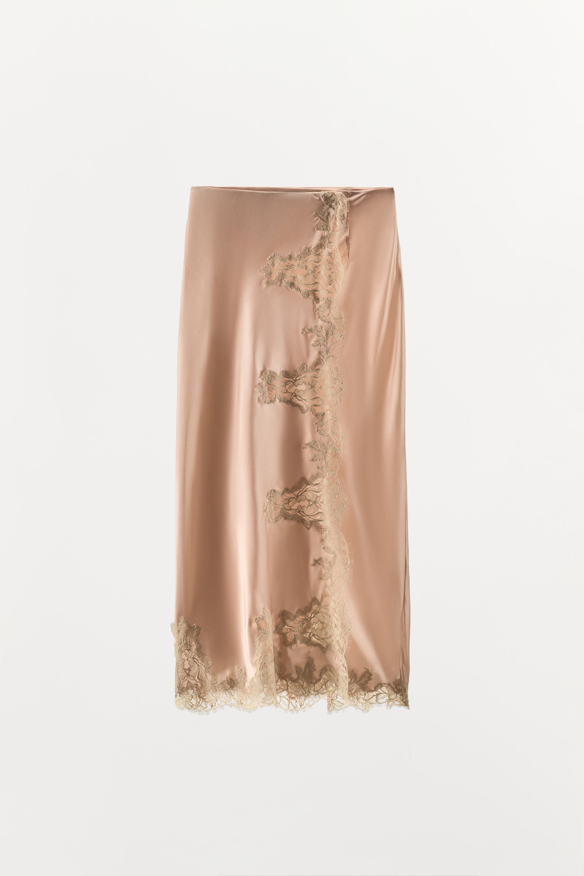 100% SILK LACE MIDI SKIRT